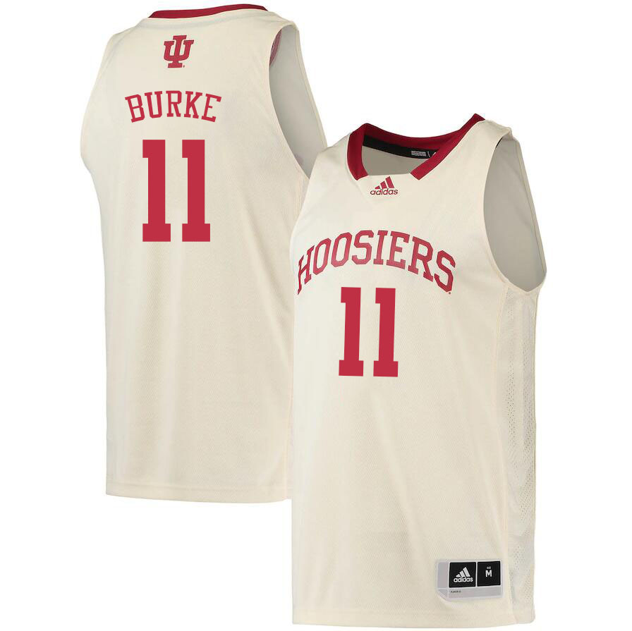 Men #11 Shaan Burke Indiana Hoosiers College Basketball Jerseys Sale-Cream